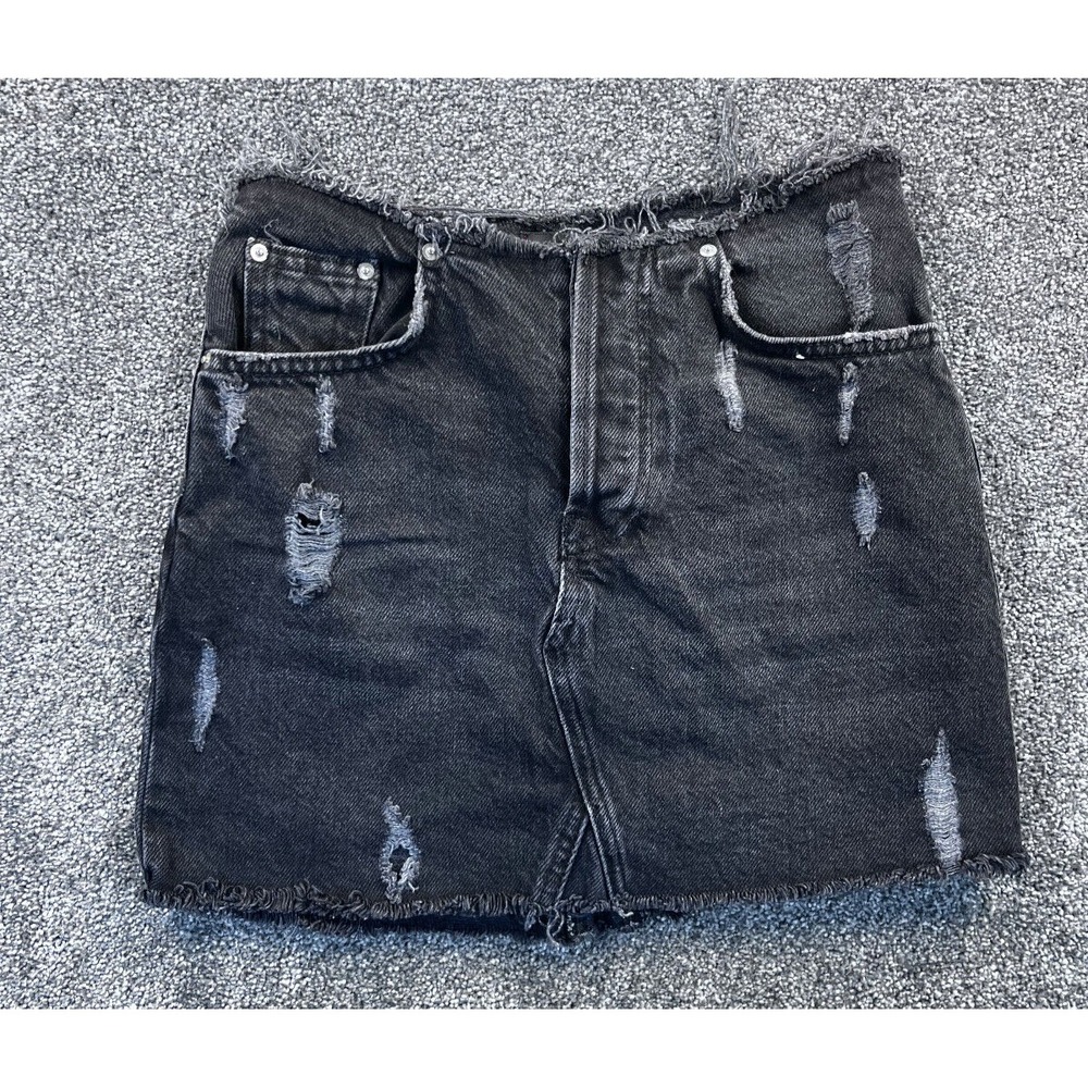 BDG Urban Outfitters‎ Skirt Womens XS Denim Fringed Edge Pocket Distressed Black